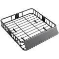 Produktbild: HOMCOM Dachgepäckträger Universal Dachkorb mit Windschutz, Fracht Relingträger aus Stahl, Auto Gepäckträger bis 90,7kg belastbar Dachträger Dach Gepäckkorb für SUV Trucks 110,5 x 99,5 x 18,5cm Schwarz