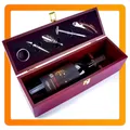 Produktbild: Weinset Weinkiste Holzkiste Geschenkbox Flaschenöffner Sommelier Schatulle Set