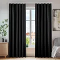 Produktbild: Deconovo Gardinen Blickdicht Thermovorhang Lärmschutzvorhang mit Kräuselband, 175x140cm(HöhexBreite), Schwarz, 2er Set