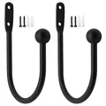 Produktbild: DXLing 2 Stück Raffhalter Metall Schwarz Gardinenhalter Raffhalter Wandbefestigung U-Form Raffbügel für Vorhänge Vorhang Holdbacks Tieback Hooks Dekorativer Raffhalter