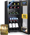 Produktbild: Sommertal Kühlschrank GK 60– Leiser Getränkekühlschrank mit LED, Touchscreen & Schloss kleiner Flaschenkühlschrank schwarz 60L