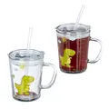Produktbild: Trinkglas kinder Kinderglas mit Henkel Henkelglas Set 400 ml Set mit Strohhalm