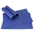 Produktbild: Moderne Tischsets in Blau im 4er Set - Abwaschbare Platzsets als rechteckige Tischuntersetzer - Geflochtenes Platzdeckchen als Tischunterlage für Esstisch Wohnzimmer Tisch-Deko
