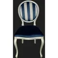 Produktbild: Casa Padrino Esszimmerstuhl Barock Esszimmer Stuhl Blau / Silber - Handgefertigter Antik Stil Stuhl mit Streifen - Esszimmer Möbel im Barockstil