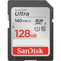 Produktbild: SanDisk Ultra 128 GB SDXC Speicherkarte (2022) bis 140 MB/s, C10, U1 SDSDUNB-128G-GN6IN