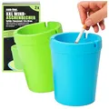 Produktbild: com-four® 2x XXL Aschenbecher für draußen - Windaschenbecher - Sturmaschenbecher mit Deckel - Autoaschenbecher, Ø 10 cm (grün + blau)