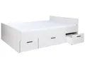 Produktbild: Jugendbett 140x200 cm – Nordic Wood – mit 3 Rollkästen & Ablage, Stauraum Mathea
