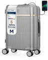 Produktbild: 4FLY Hartschalen-Handgepäckkoffer M 54×37×23 cm (36L) aus Polycarbonat – mit TSA-Schloss, 4 Spinner-Doppelrollen und Aluminium-Teleskopgriff