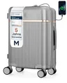 Produktbild: 4FLY Leichter Premium Hartschalen-Handgepäckkoffer M – 54×37×23 cm (37L), Kabinenkoffer mit TSA-Schloss, USB-A/C Ladeanschluss, 4 Spinner-Rollen, Alu-Teleskopgriff, erfüllt Airlines Vorgaben