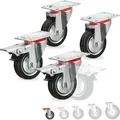 Produktbild: Relaxdays - Schwerlastrollen 4er Set, drehbar, Kugellager, 2 Rollen mit Bremse, Tragkraft bis 200kg, Rad d: 75 mm, schwarz
