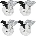 Produktbild: SOTECH 4 Stück Design Lenkrollen SHIFT Rollen-Ø 75 mm transparent mit Feststellfunktion, belastbar bis 140 kg (35 kg pro Möbelrolle), Höhe 97 mm