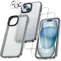 Produktbild: UniqueMe für iPhone 15 Hülle, 5-in-1-Set Handyhülle für iPhone 15 Case Rundumschutz Schutzhülle Cover,1 Handyhülle & 2 Schutzfolie & 2 Kameraschutz - Matt Grau