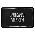 Produktbild: Pechkeks Fußmatte mit Spruch „Unbekannt verzogen. “ (Größe 67x43 cm; rutschfest, waschbar, schwarz)