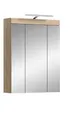 Produktbild: xonox.home - Spiegelschrank inkl. Beleuchtung Lambada 2-tlg. Set 60x79x18 cm in Sonoma Eiche hell und weiß hochglanz - Badmöbel Badezimmerkombination Badset