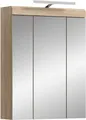 Produktbild: xonox.home Badezimmerspiegelschrank Sonoma Eiche Hell Weiß Hochglanz Melamin Modern 60x79x37 cm