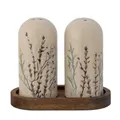 Produktbild: Bloomingville Salz- & Pfefferstreuer BEA Keramik mit Holztablett Natur Blumen