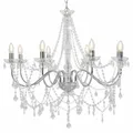 Produktbild: vidaXL Kronleuchter mit Perlen Deckenleuchte Deckenlampe Kristall Lüster Hängeleuchte Hängelampe Pendelleuchte Pendellampe Silbern 8xE14-Fassungen