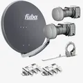 Produktbild: Fuba Sat Anlage 2 Teilnehmer - 2 Satelliten | Satellitenschüssel Komplettset - DAA 850 A Sat-Schüssel 85cm Alu anthrazit + 2x Twin LNB 2 Teilnehmer