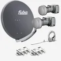 Produktbild: Fuba Sat Anlage 2 Teilnehmer - 2 Satelliten | Satellitenschüssel Komplettset - DAA 850 A Sat-Schüssel 85cm Alu anthrazit + 2X Twin LNB 2 Teilnehmer + Multifeedschiene + 2X DiSEqC-Schalter(HDTV/4K/8K)