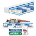 Produktbild: AM Qualitätsmatratzen Taschenfederkernmatratze, Weiß, Textil, Uni, H4, Füllung: Taschenfederkern, Rechteckig, 90x200 cm, Oeko-Tex® Standard 100, Bezug rundum abnehmbar, Schlafzimmer, Matratzen Shop, Matratzen, Taschenfederkernmatratzen
