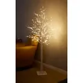 Produktbild: LED Lichterbaum in Birkenbaum-Optik mit 156 warm-weißen LED Lichtern, 150cm hoch, Timer, 10 Meter Zuleitung, Innen und Außen - Weiß/Schwarz