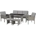 Produktbild: Svita Denver Polyrattan Gartenmöbel Set Essgruppe Lounge Esstisch Grau