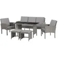 Produktbild: SVITA DENVER Polyrattan Gartenmöbel Set Essgruppe Lounge Esstisch Grau - Grau