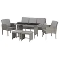 Produktbild: SVITA Denver Polyrattan Gartenmöbel Set Essgruppe Lounge Esstisch Grau