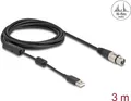 Produktbild: Delock - Mikrofonkabel - USB männlich zu XLR3 weiblich - 3,0m - Schwarz/Silber (84178)