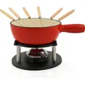 Produktbild: BBQ-Toro 9-teiliges Gusseisen Fondue Set für 6 Personen | 2 L | emailliert, rot - Rot/Creme