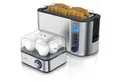 Produktbild: Arendo Frühstücks-Set (2-tlg), 4-Scheiben Langschlitz Toaster, 8er Eierkocher, Silber
