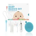 Produktbild: Frida Baby Basics Kit | 4-teiliges Baby Pflege-Set mit Nasensauger, Nagelfeile, Blähhilfe & Silikon-Badebürste | Sanfte Hilfe bei Schnupfen, Nägeln, Blähungen & Hautpflege ab Geburt