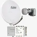 Produktbild: Fuba Sat Anlage 8 Teilnehmer | Satellitenschüssel Komplettset - DAA 850 G Alu Sat-Schüssel 85cm hellgrau + Fuba Quattro LNB + Fuba FMT508 Sat Multis