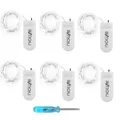 Produktbild: BXROIU 20er Micro LED Lichterkette mit CR2032 Batterie betrieb Auf 2 Meter Silberdraht für Party, Garten, Weihnachten, Halloween, Hochzeit, Beleuchtung Deko (Kaltes Weiß, 6 Stück)