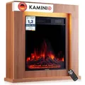 Produktbild: KAMINIO Elektrokamin MATTI, Elektrischer Kamin mit 3D-Flammeneffekt, Ambientelicht, Heizung 1800W braun