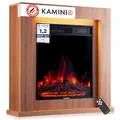 Produktbild: KAMINIO Elektrokamin Matti - Elektrischer Standkamin mit Heizung, 3D-Flammeneffekt, LED-Ambientelicht, Fernbedienung - 32 Zoll (Eiche)