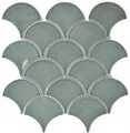 Produktbild: Fächer Mosaik Fliese Keramik Fischschuppen Tropfen pastell petrol Fliese WC Badfliese Küche Wand - MOS13-FS18