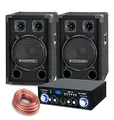 Produktbild: McGrey PA Komplettset DJ Anlage PowerDJ-1200 (System mit Partyboxen, Lautsprecher, 2 x 400 Watt, Bluetooth-Endstufe, Verstärker, Lautsprecherkabel)