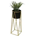 Produktbild: DanDiBo Blumenhocker mit Topf Metall Gold Schwarz L 70 cm Blumenständer 96046 Blumensäule Modern Pflanzenständer Pflanzenhocker