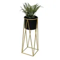 Produktbild: DanDiBo Blumenhocker mit Topf Metall Gold Schwarz Blumenständer Blumensäule 26 cm x 70 cm