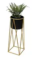 Produktbild: DanDiBo Blumenhocker mit Topf Metall Gold Schwarz L 70 cm Blumenständer 96046 Blumensäule Modern Pflanzenständer Pflanzenhocker