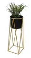 Produktbild: Blumenhocker mit Topf Metall Gold Schwarz L 70 cm Blumenständer Pflanzenhocker