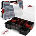 Produktbild: 3x siwitec Sortimentskasten mit 10 Fächern, 6 anpassbare Trennstege, Sortierbox, Werkzeug Organizer