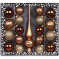 Produktbild: Weihnachtskugeln Mix Ornamente Glas mit Spitze, 19er Set, Farbe:Winter Toffee ( braun ) - Braun
