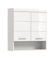 Produktbild: furnling Hängeschrank Scott, Wandhängeschrank Bad, 2 Türen, 1 offenes Fach, Hochglanz Front, Badschrank, 74 cm breit, weiß
