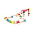 Produktbild: Hape Zweispurige Murmelbahn mit Domino - Doppelspur Kugelbahn Set aus Holz mit Murmeln und Dominoeffekten, Kreatives Lern- und Konstruktionsspielzeug, für Kinder ab 3 Jahren