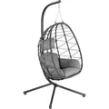 Produktbild: Hängesessel mit Gestell, Anthrazit, Hängeschaukel für Indoor und Outdoor, Schaukelstuhl - Hinhocker