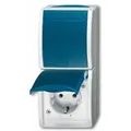 Produktbild: Busch-Jaeger OCEAN Kombination Steckd/Schalt, Wechselschalter, Aufputz, grau/blau-grün, IP44, matt