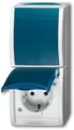Produktbild: Busch-Jaeger 2601/6/20 EW-53 Kombination SCHUKO Steckdose mit Wippschalter Aus- und Wechselschaltung, Ocean IP 44, grau/blaugrün (2CKA001684A0316)