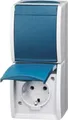 Produktbild: Steckdosenkombination SCHUKO Aufputz IP44 Wechselschalter 250V 16A grau